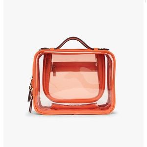 Calpak Medium Clear Cosmetics Case - Papaya
